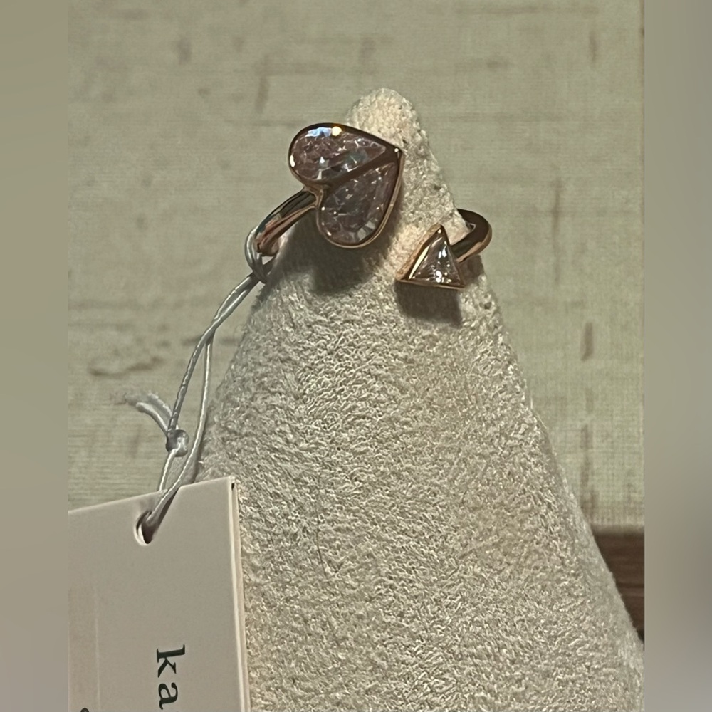 Kate Spade Rose Gold Heart Ring with Clear Stones Rock Solid size 7 new - Picture 4 of 5